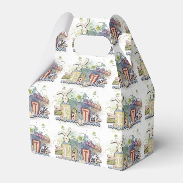 Romantic Happy Easter Bunny Greeting Favor Box (Front Side)