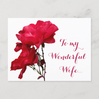 Romantic Happy Valentine red rose flowers floral Postcard