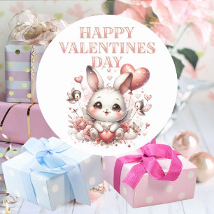 Romantic Happy Valentine’s Day Cute Round Sticker 