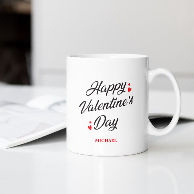 Romantic Happy Valentine's Day Red Hearts Elegant Coffee Mug (Creator Uploaded)
