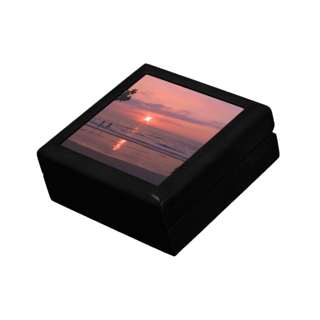 Romantic Hawaiian Sunset Ocean Beach Keepsake Box (Side)