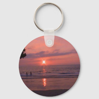 Romantic Hawaiian Sunset Ocean Beach Keychain