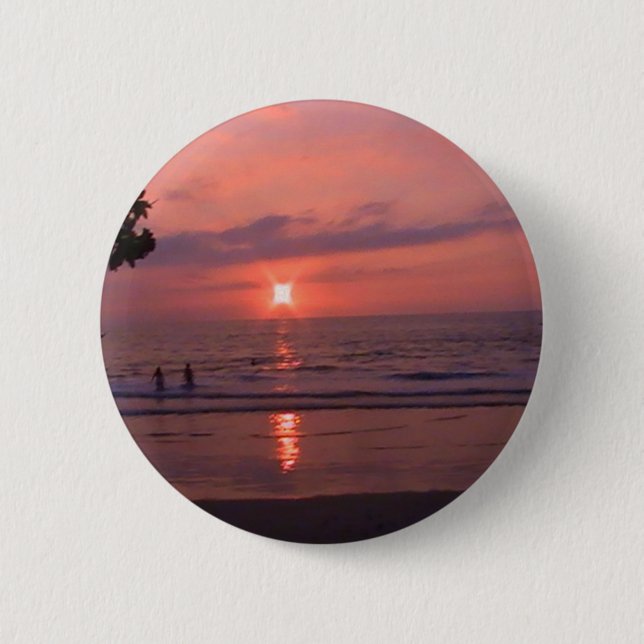 Romantic Hawaiian Sunset Ocean Beach Pinback Button (Front)
