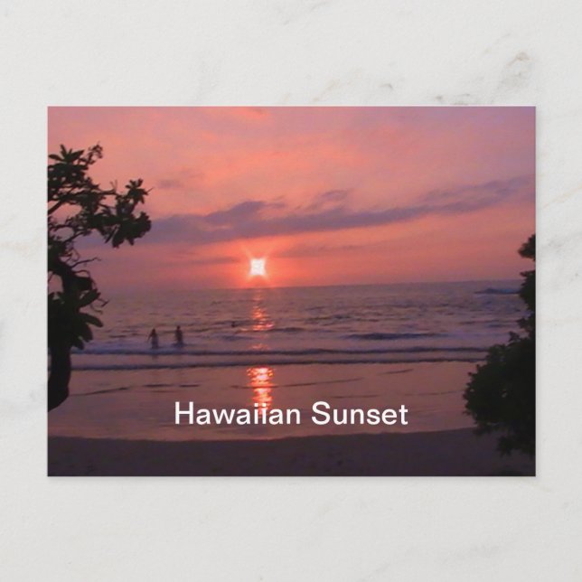 Romantic Hawaiian Sunset Ocean Beach Postcard (Front)