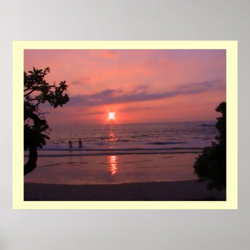 Romantic Hawaiian Sunset Ocean Beach Poster