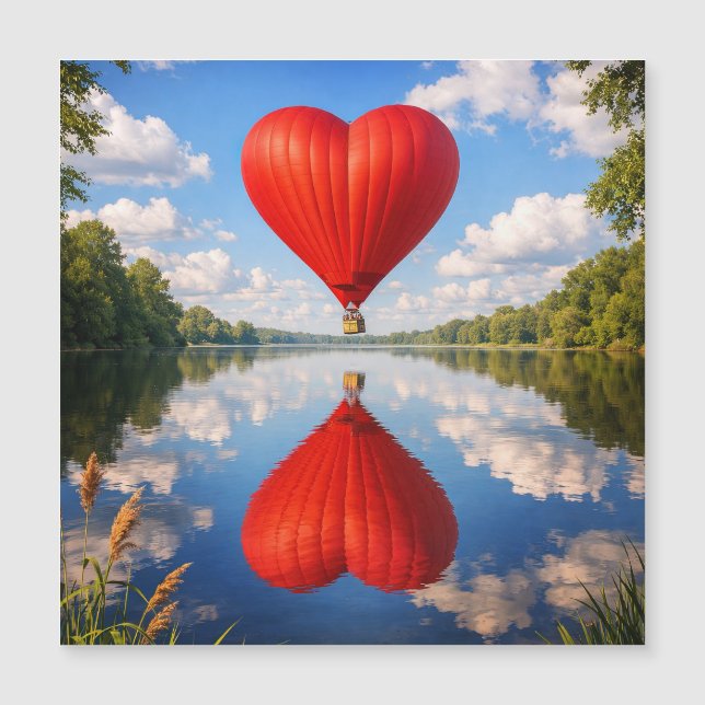 Romantic Heart Balloon Reflection Illustration (Front)
