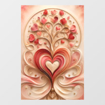 Romantic Heart Bloom Tree Blush Gold Wall Art 