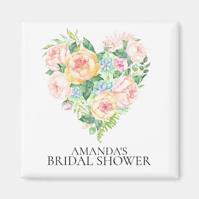 Romantic Heart Bridal Shower Favor  Magnet (Front)