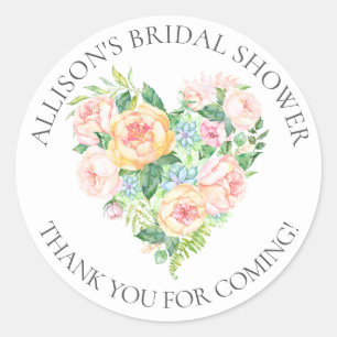 Romantic Heart Bridal Thank You Shower Sticker