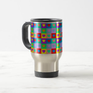 Romantic Heart Colorful Pattern Pop Art Travel Mug