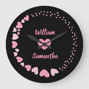 Romantic Heart custom Couple Name Love Large Clock