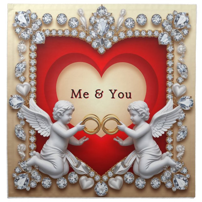 Romantic Heart Design Cloth Napkin (Front)