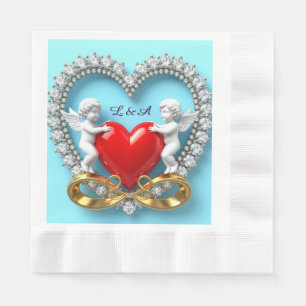 Romantic Heart Design Napkins