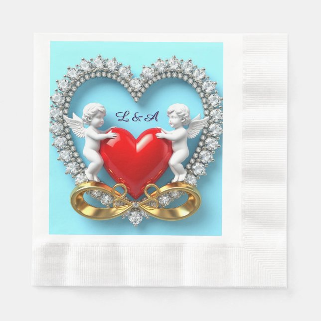 Romantic Heart Design Napkins (Front)