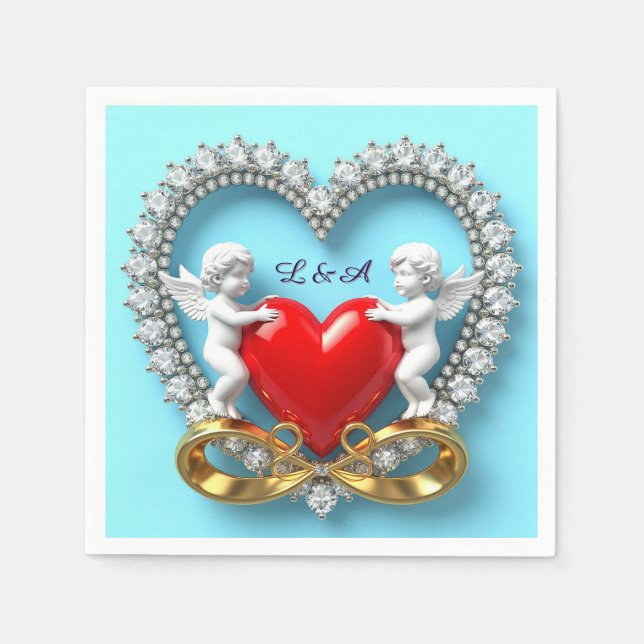 Romantic Heart Design Napkins (Front)
