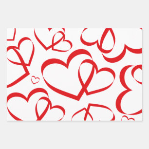 Romantic Heart Design Wrapping Paper Sheets