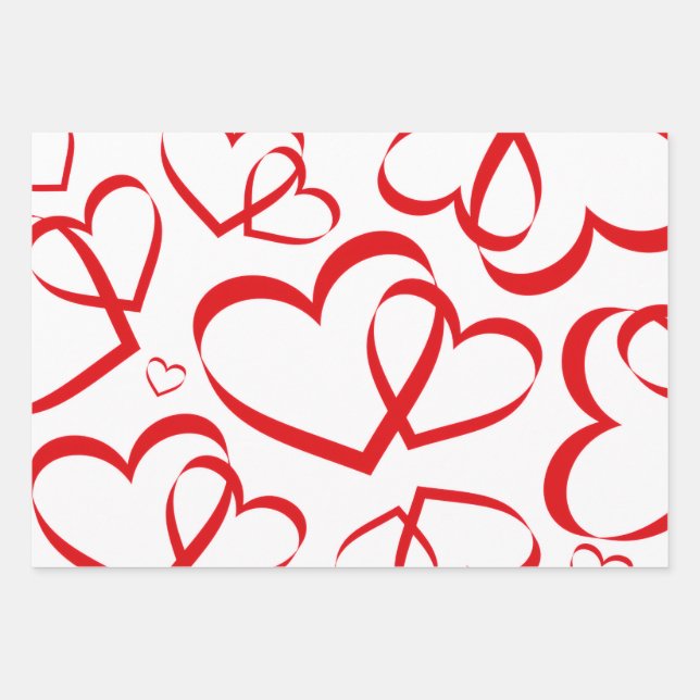 Romantic Heart Design Wrapping Paper Sheets (Front)