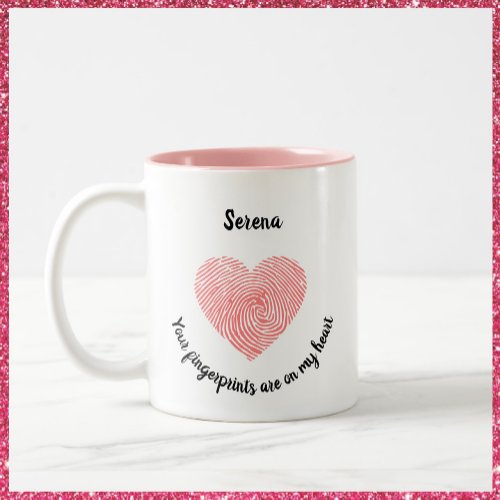 Romantic Heart Fingerprint Two_Tone Coffee Mug