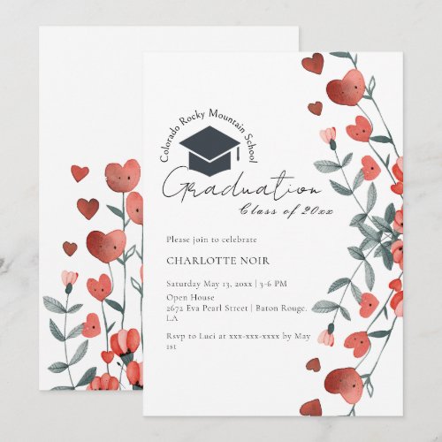 Romantic Heart Floral Spring Graduation