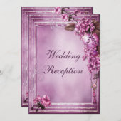 Romantic Heart & Flowers Frame Wedding Reception Invitation (Front/Back)
