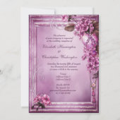 Romantic Heart & Flowers Frame Wedding Reception Invitation (Back)