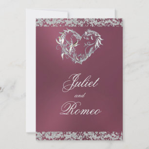 Romantic Heart & Glitter on Lavender Wedding Invitation