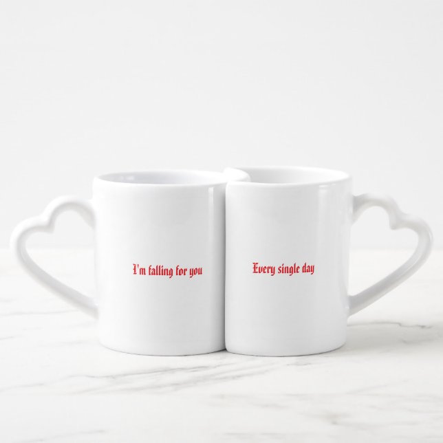  Romantic Heart Handle Mugs – “I’m Falling for You (Front Nesting)