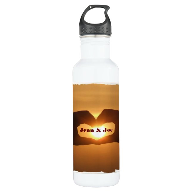 Romantic Heart Hands Custom Water Bottle (Front)