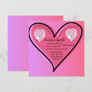 Romantic Heart Hen Party Invitation – Modern Pink
