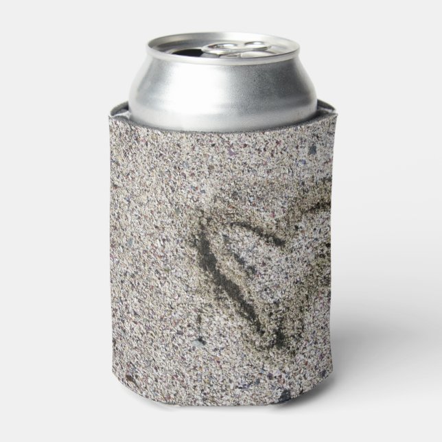 Romantic Heart in Sand Can Cooler (Can Front)