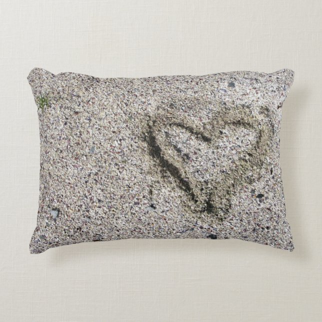 Romantic Heart in Sand Photo Accent Pillow (Front)