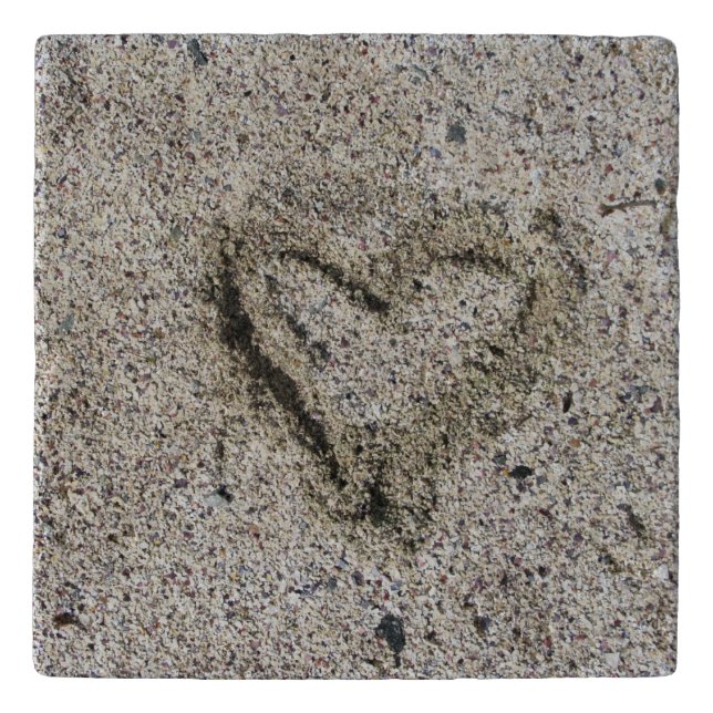 Romantic Heart in Sand Photo Trivet (Front)