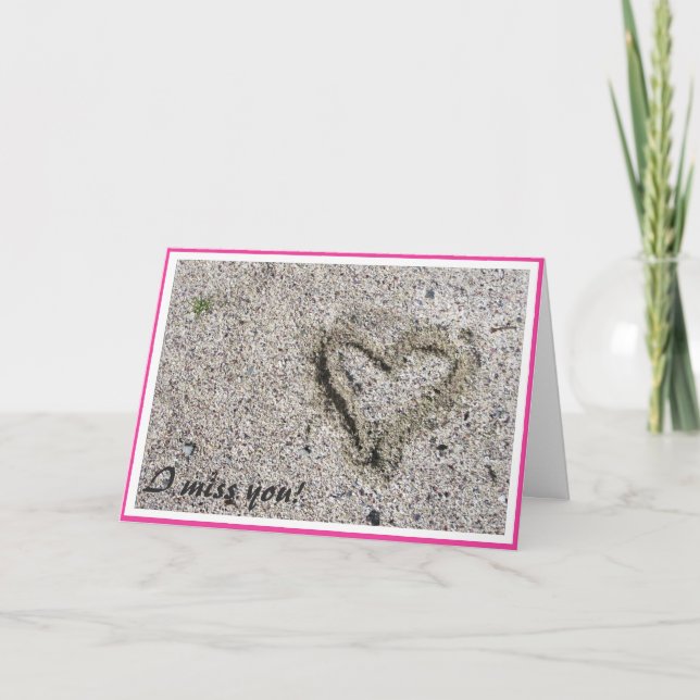 Romantic Heart in Sand Photo with Selective Frame Card (Front)