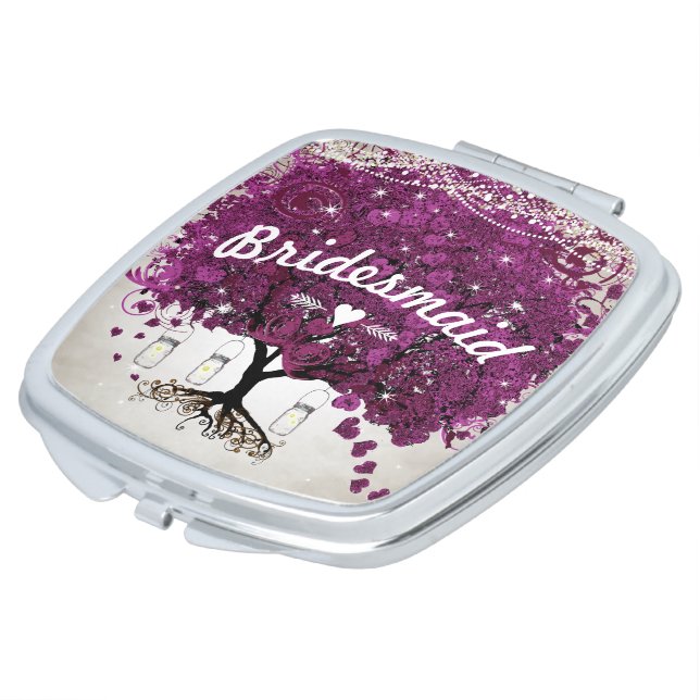 Romantic Heart Leaf Tree Bridesmaid Wedding Vanity Mirror (Turned)