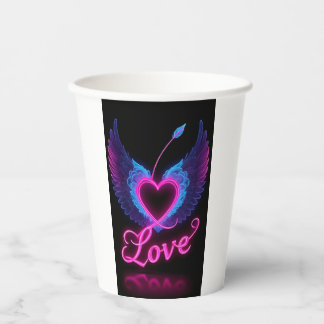 Romantic Heart Love Wings Paper Cups