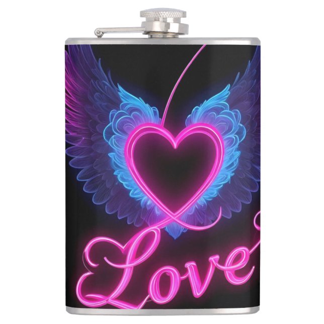 Romantic Heart Love Wings Paper Cups Flask (Front)