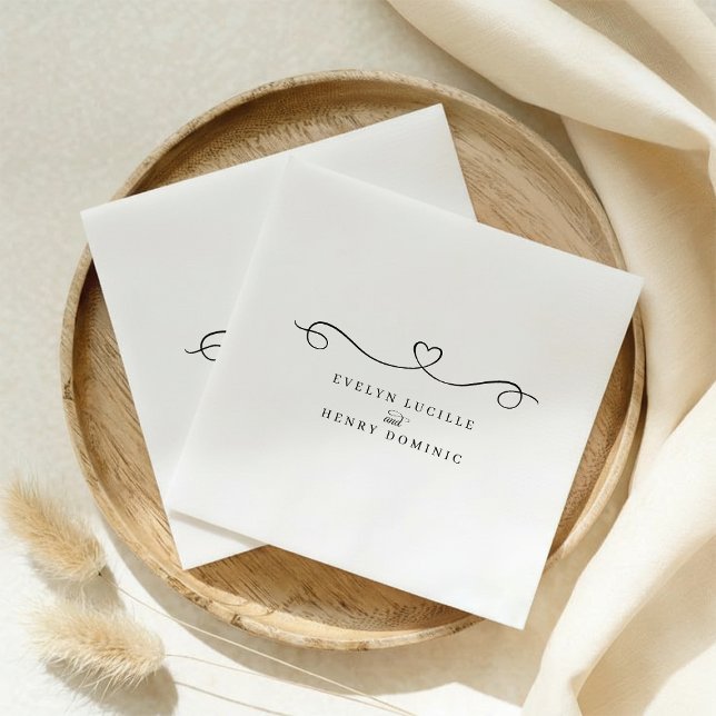 Romantic Heart Minimal Wedding Party Napkins (Creator Uploaded)