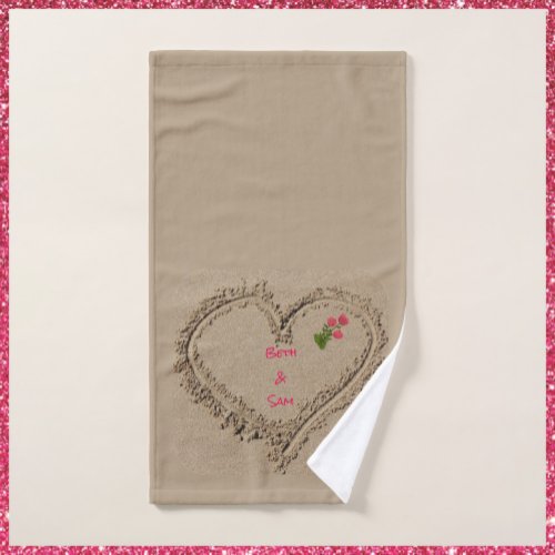 Romantic Heart Ocean Beach Sand Bath Towel Set