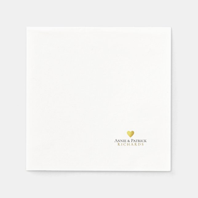 Romantic Heart of Love wife & husband names Napkins (Front)
