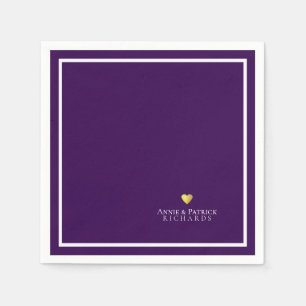 Romantic Heart of Love wife & husband names purple Napkins