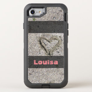 Romantic Heart on Sandy Beach any Text OtterBox Defender iPhone SE/8/7 Case