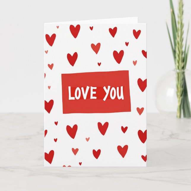 Romantic Heart Pattern I Love You Card (Front)