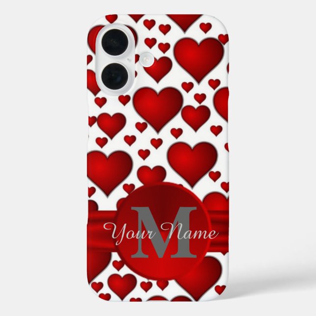 Romantic heart pattern monogrammed Case-Mate iPhone case (Back)