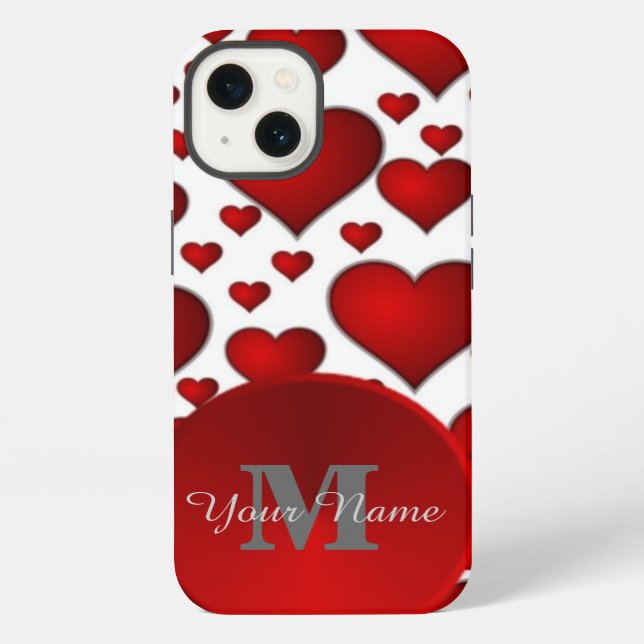 Romantic heart pattern monogrammed iphone case (Back)