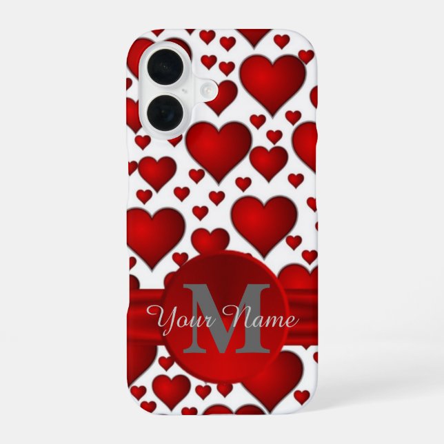 Romantic heart pattern monogrammed iphone case (Back)
