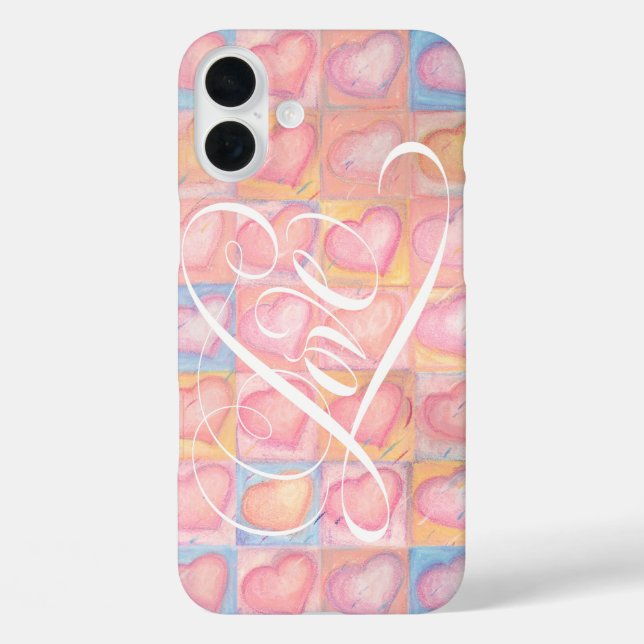 Romantic HEART Pink LOVE Calligraphy Lettering Case-Mate iPhone Case (Back)