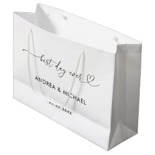 Romantic Heart Script Best Day Ever Wedding Party Large Gift Bag