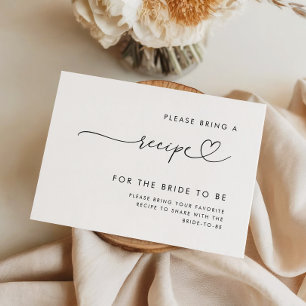 Romantic Heart Script Bridal Shower Recipe Request Enclosure Card