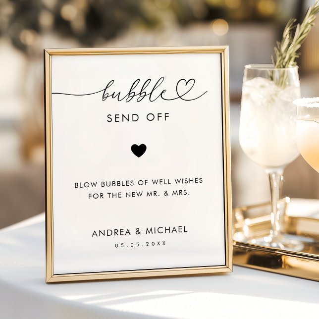 Romantic Heart Script Bubble Send Off Wedding Sign (Creator Uploaded)