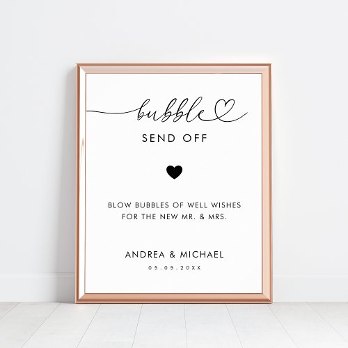 Romantic Heart Script Bubble Send Off Wedding Sign